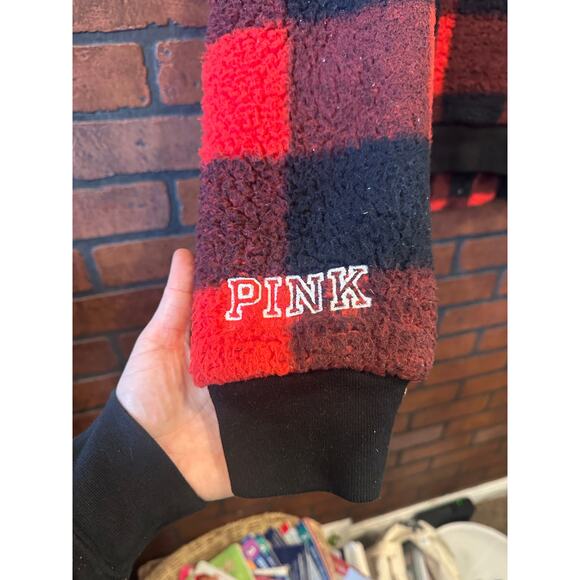 PINK Utah Utes University of Utah Buffalo Check Sherpa Jacket Coat Small - Picture 5 of 14